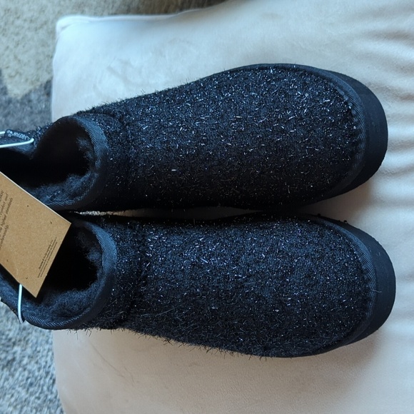 Bearpaw Black Sparkle Boots Ankle US size 5 Shalini Youth wool blend lining - Picture 4 of 11